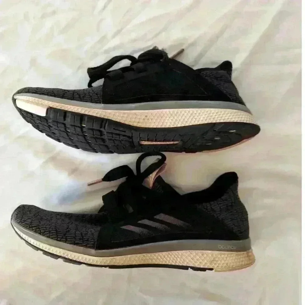Adidas Womens Edge Lux Core Black Grey Orchid Tint Running Shoes Size 8.5